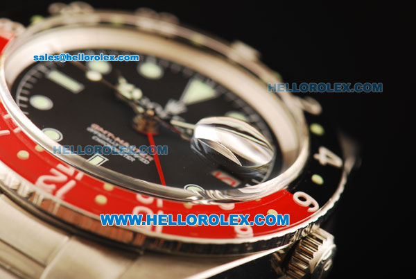 Rolex GMT-Master Swiss ETA 2846 Automatic Movement Steel Case with Black Dial and Ceramic Bezel - Click Image to Close